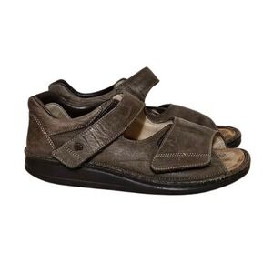 Finn Comfort Sandals Women Size 7.5 EU 38 Gray Brown Leather Adjustable Open Toe